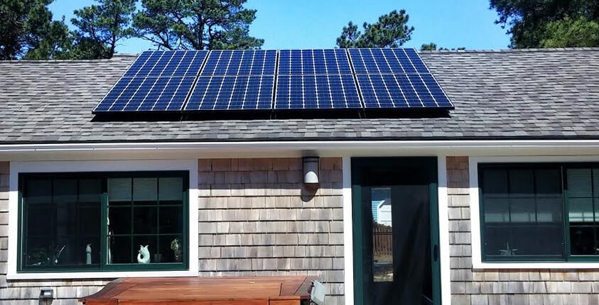 Home with solar panel on the rooftop