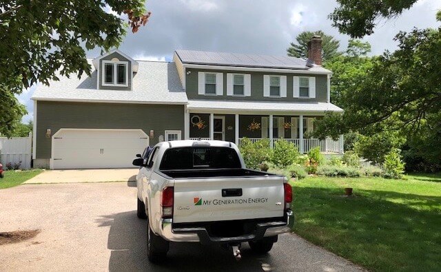 My Generation Energy truck outside home solar installation