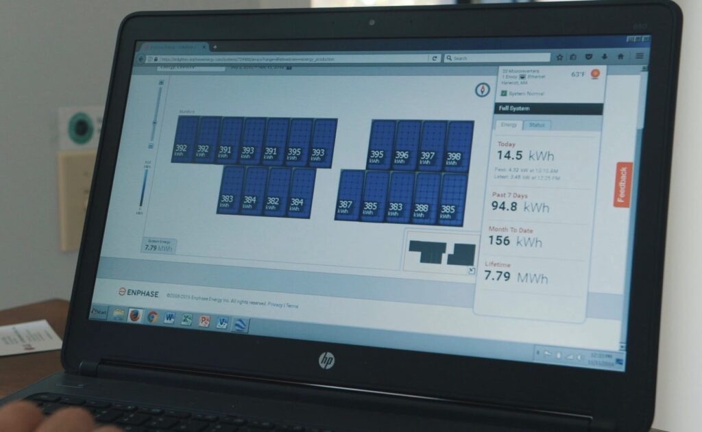 solar energy monitoring window on a laptop