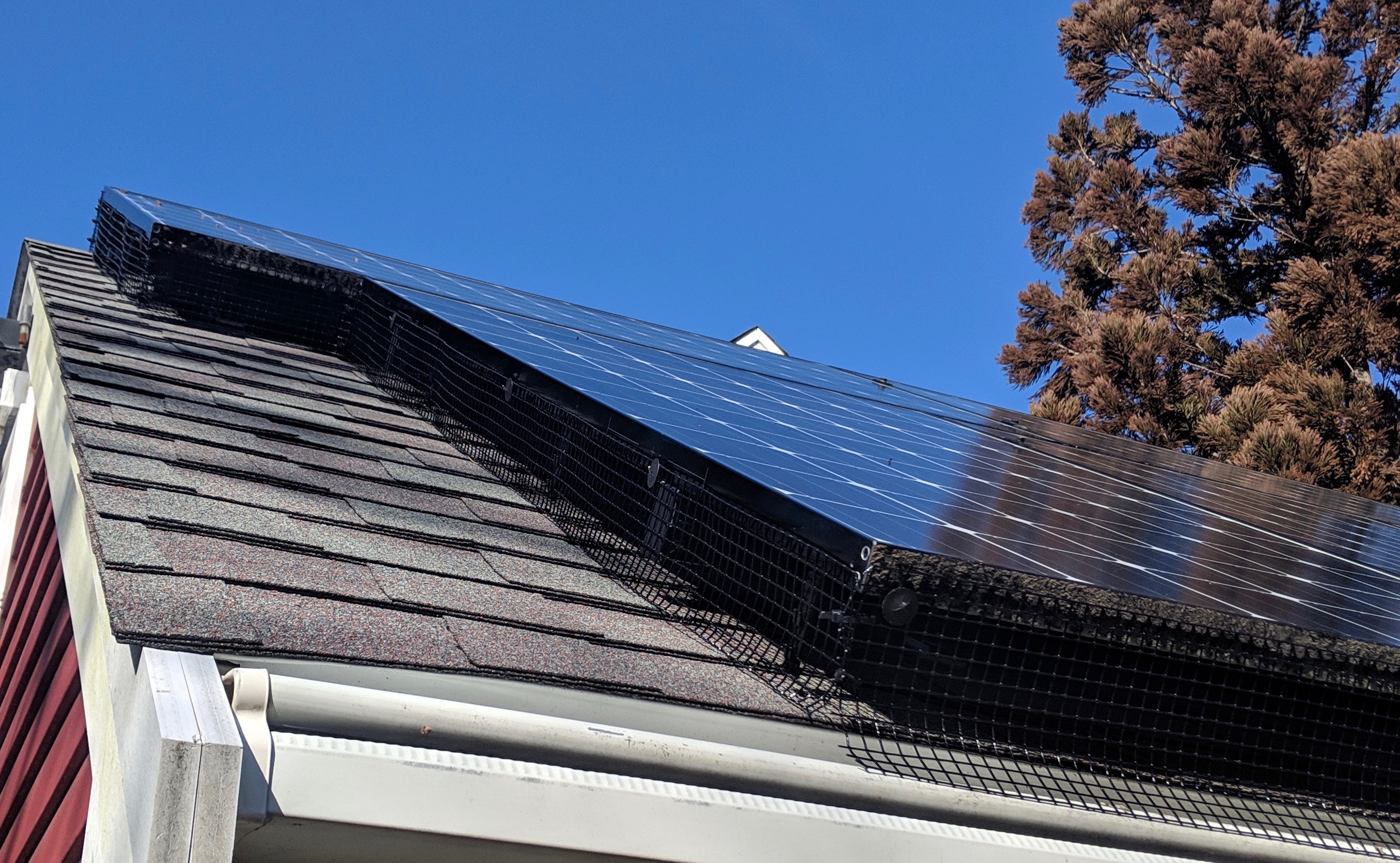 close-up of solar critter guard installed on residential home in massachusetts - My Generation Energy