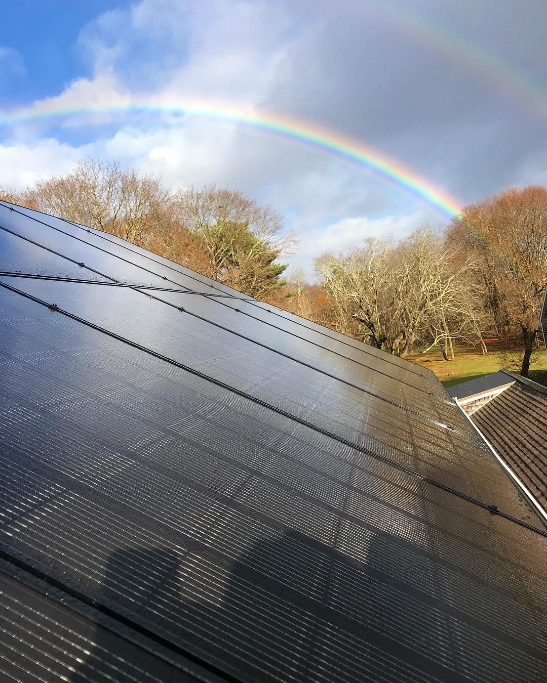 solar panel with rainbow