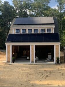 garage with solar panels