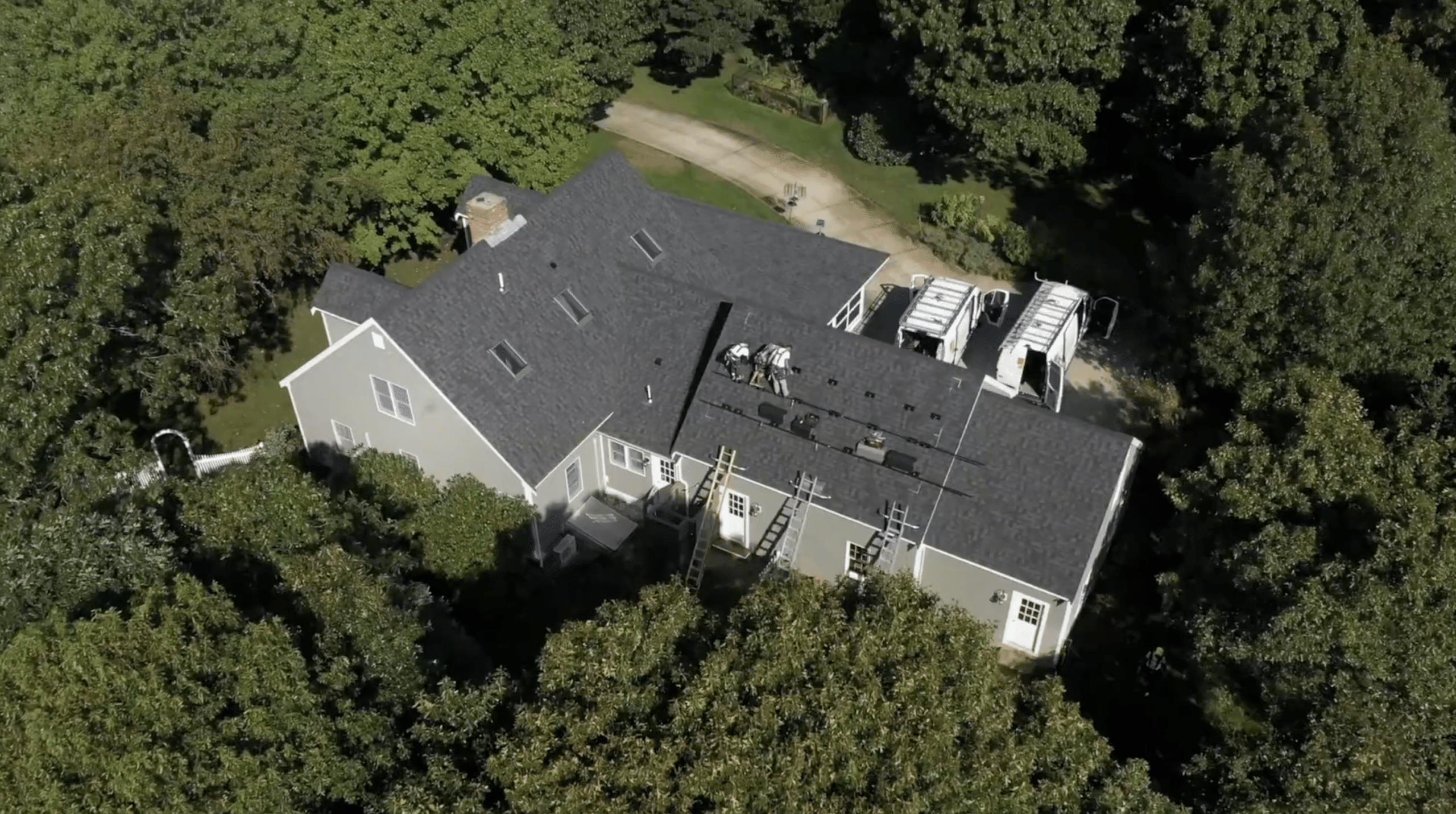 aerial view of custom residential solar eastham massachusetts